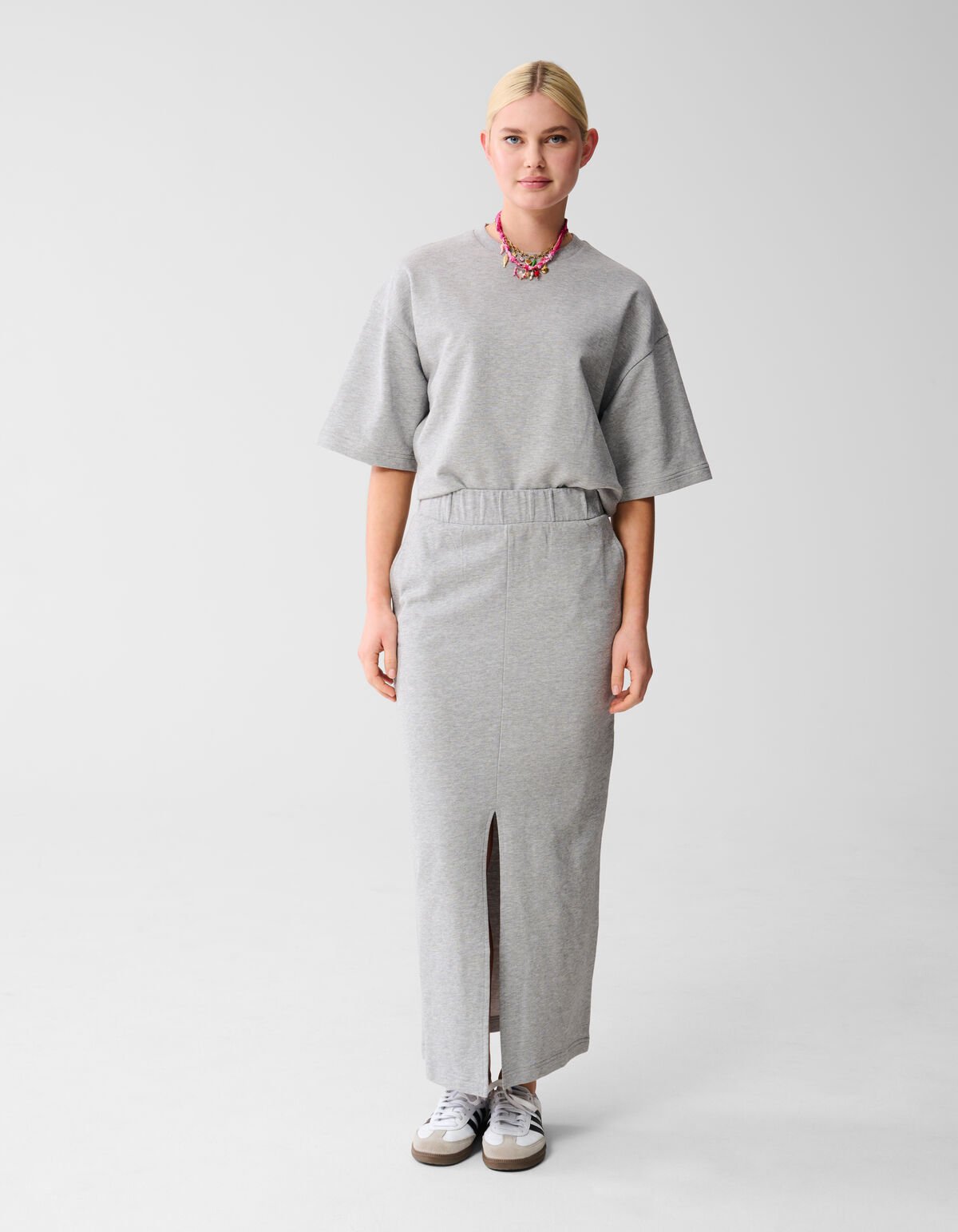 Maxi Sweat Rok Lichtgrijs SHOEBY WOMEN