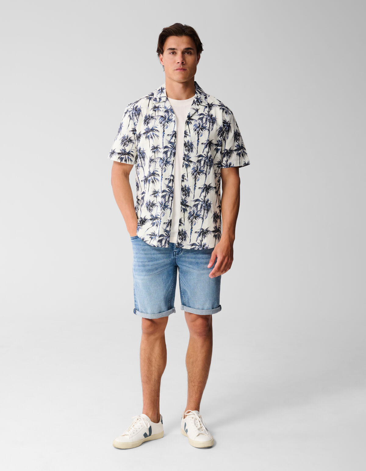 Printed Palm T-shirt Gebroken Wit SHOEBY MEN