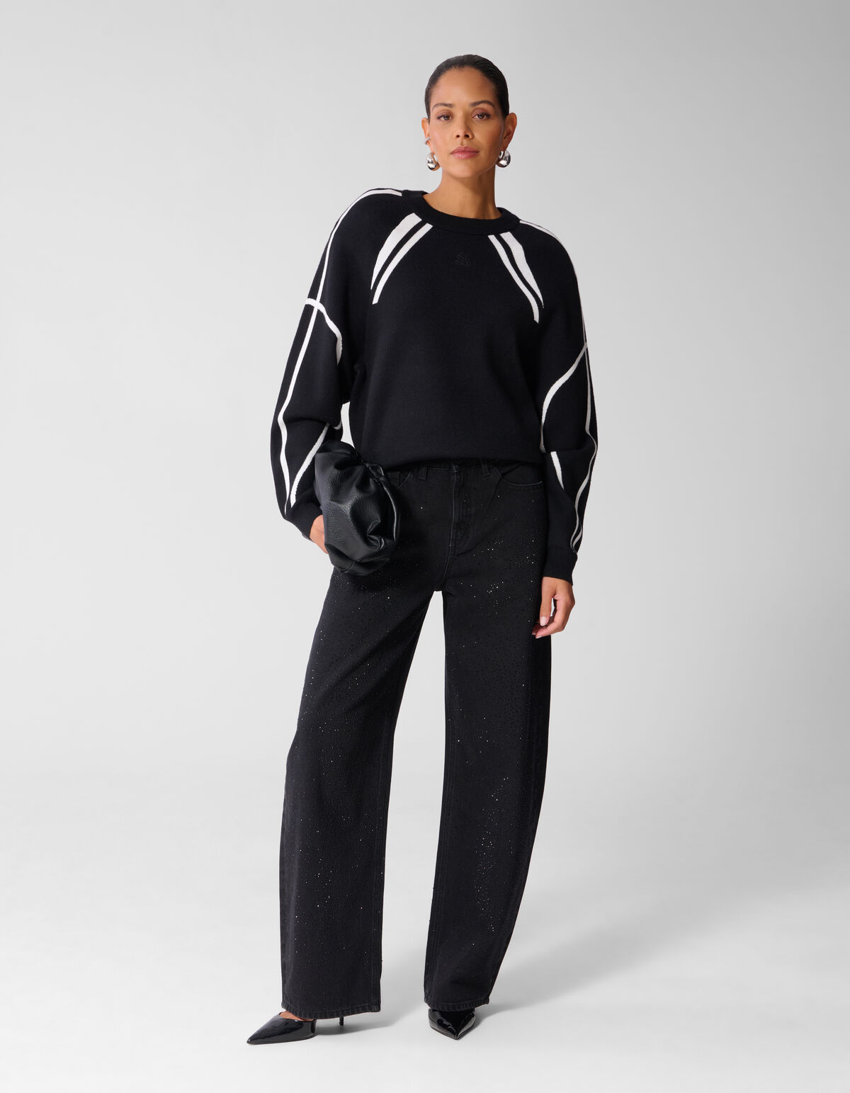 Oversized Sporty Gebreide Trui Zwart SHOEBY WOMEN