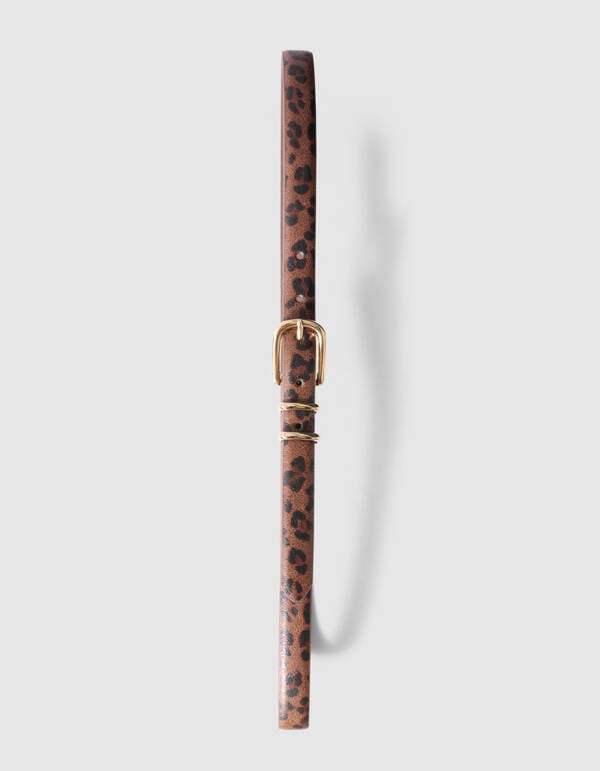 Faded Leopart Print Riem Bruin SHOEBY ACCESSOIRES