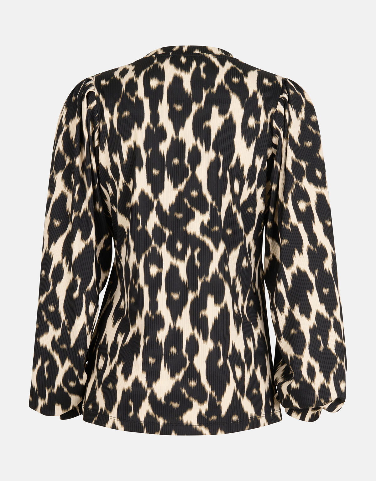 Leopard Rib T-shirt Lange Mouwen Offwhite SHOEBY WOMEN