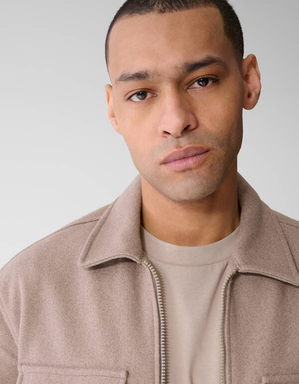 Soft Zip Overshirt Lichtbruin SHOEBY MEN
