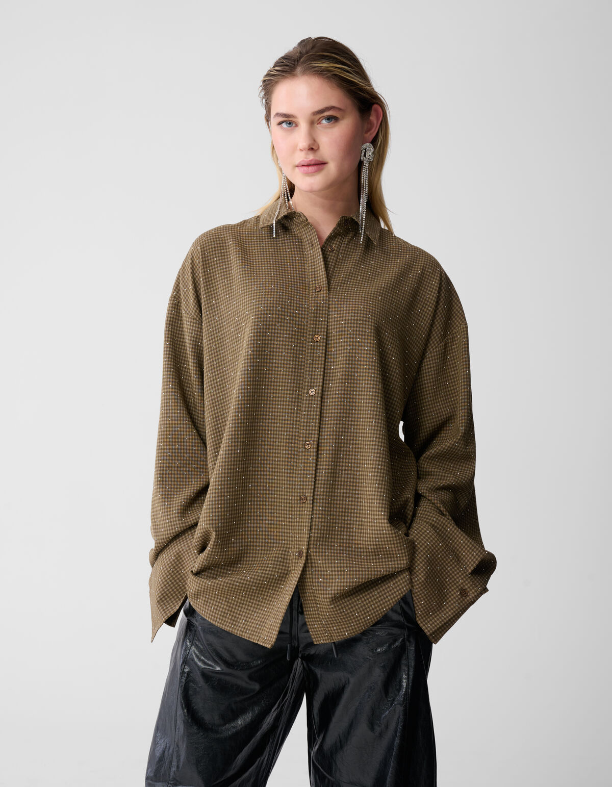 Ruiten Strass Blouse Bruin SHOEBY WOMEN