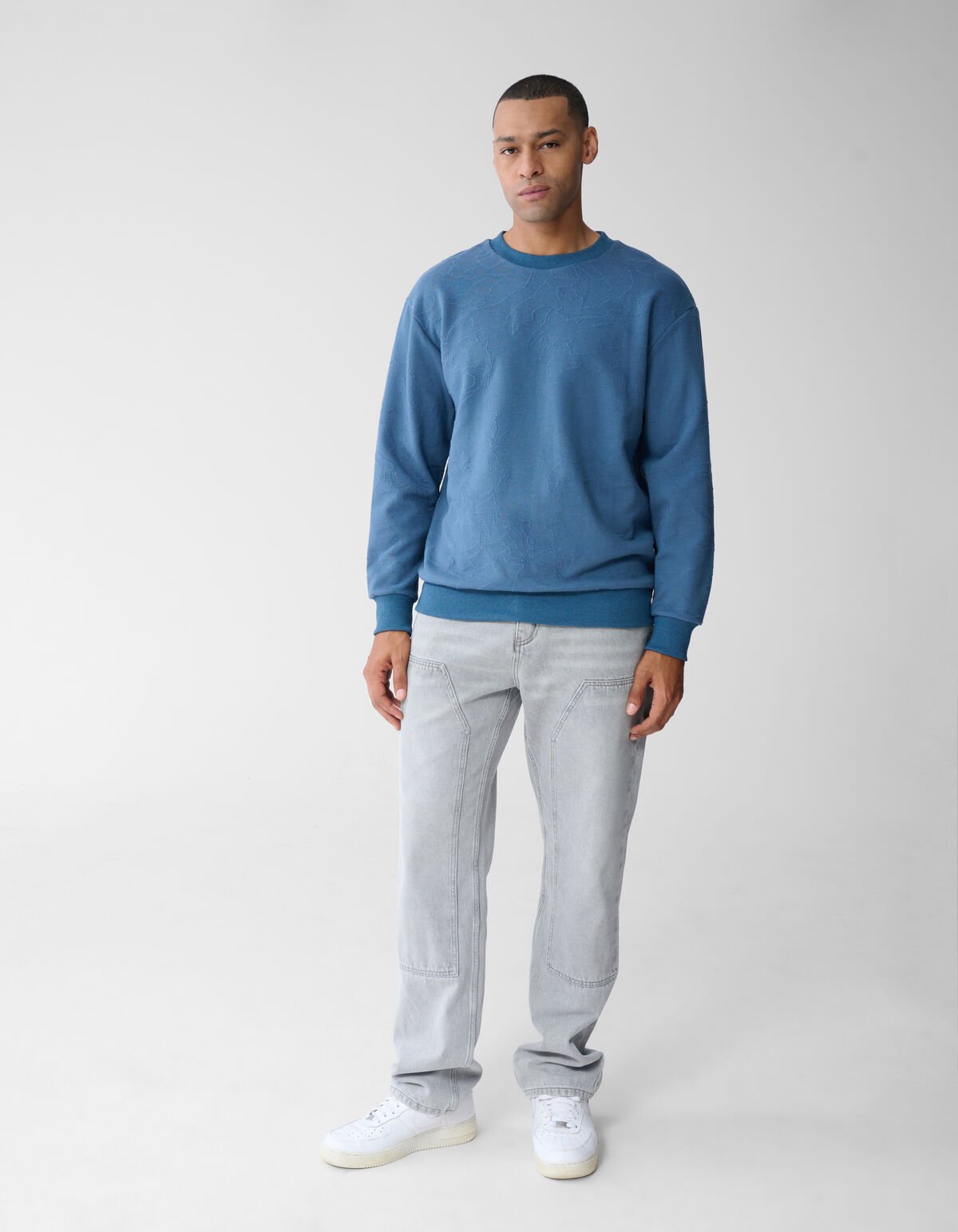 Structuur Sweater Blauw SHOEBY MEN