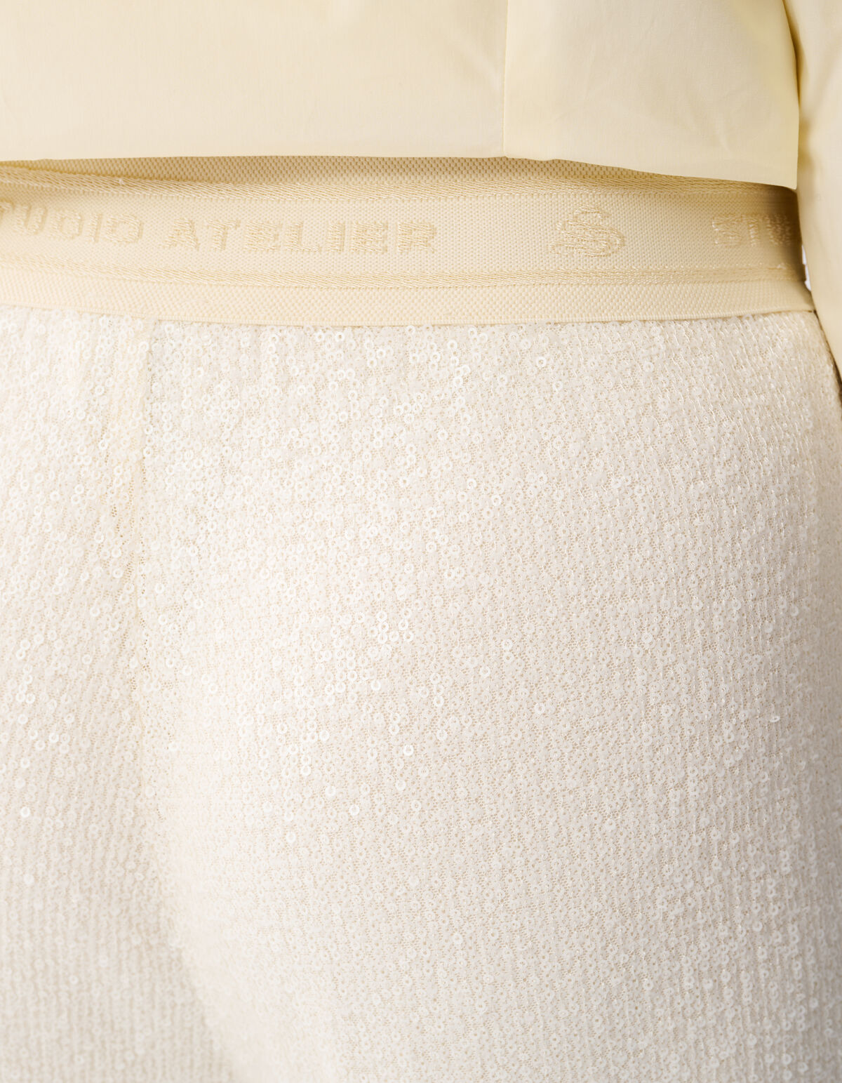 Sequin Wide Leg Broek Gebroken Wit SHOEBY WOMEN