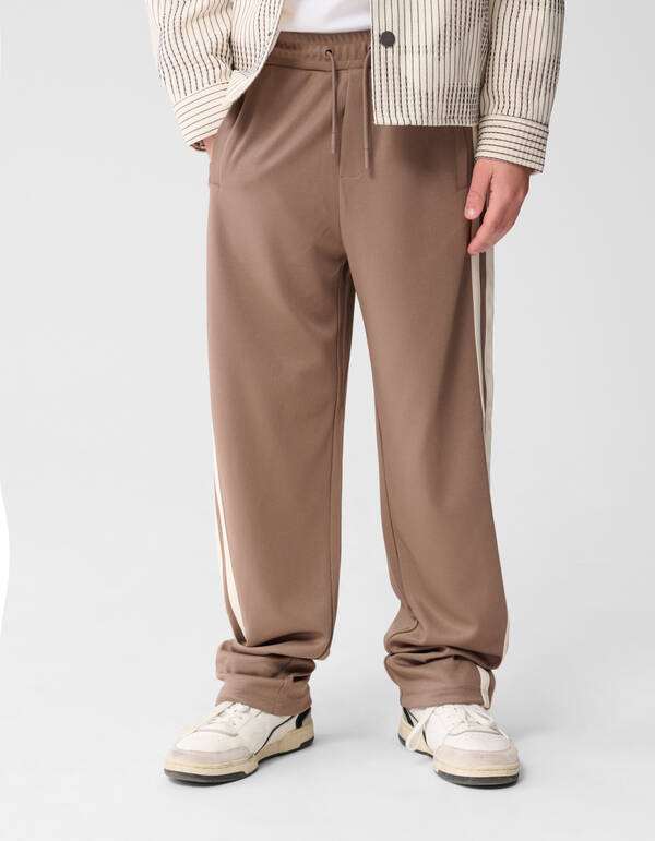 Sporty Pique Wide Leg Fit Broek Taupe SHOEBY BOYS