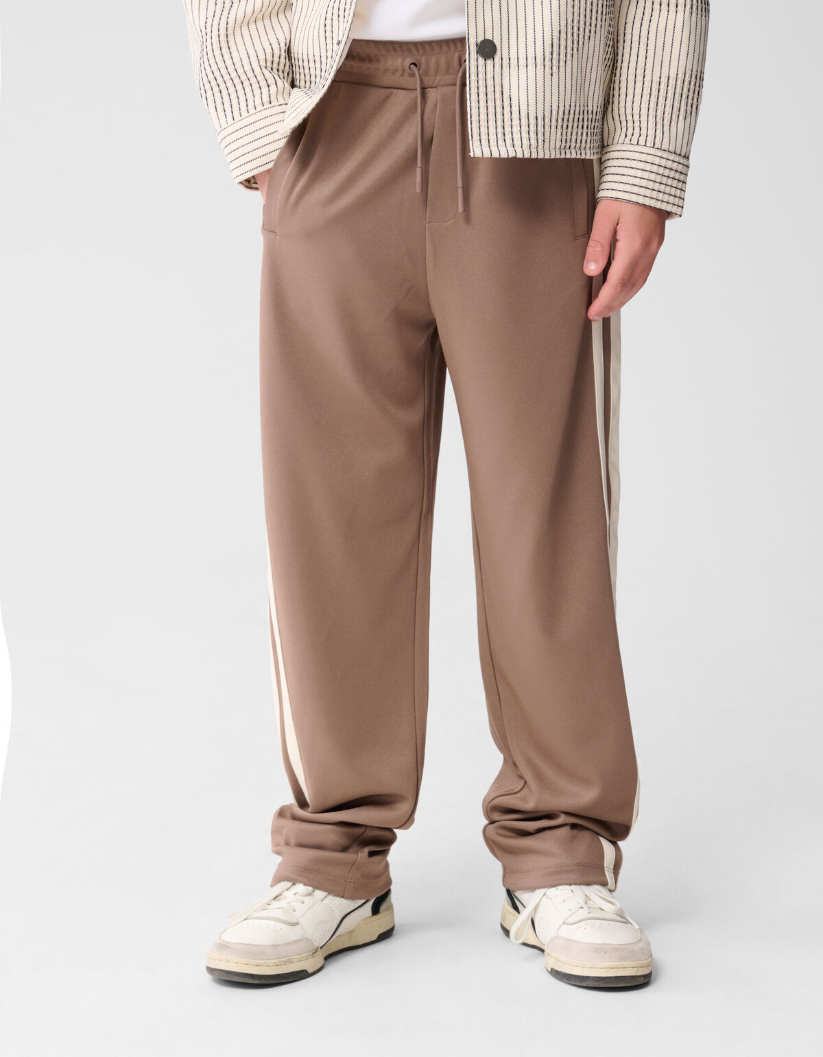 Sporty Pique Wide Leg Fit Broek Taupe SHOEBY BOYS
