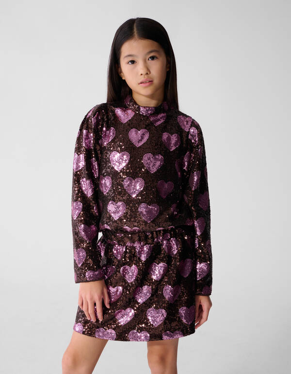 Hartjes Pailletten Top Bruin SHOEBY GIRLS