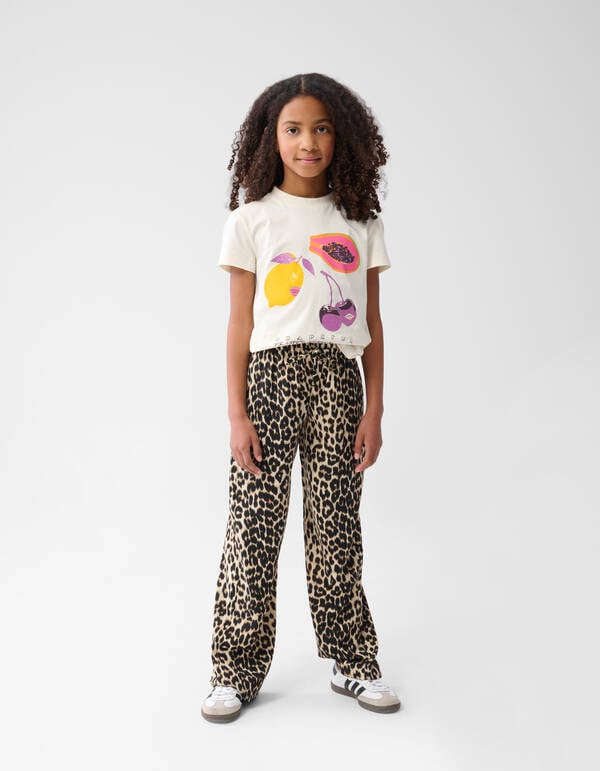 Twist Leopard Wide Leg Broek Bruin SHOEBY GIRLS