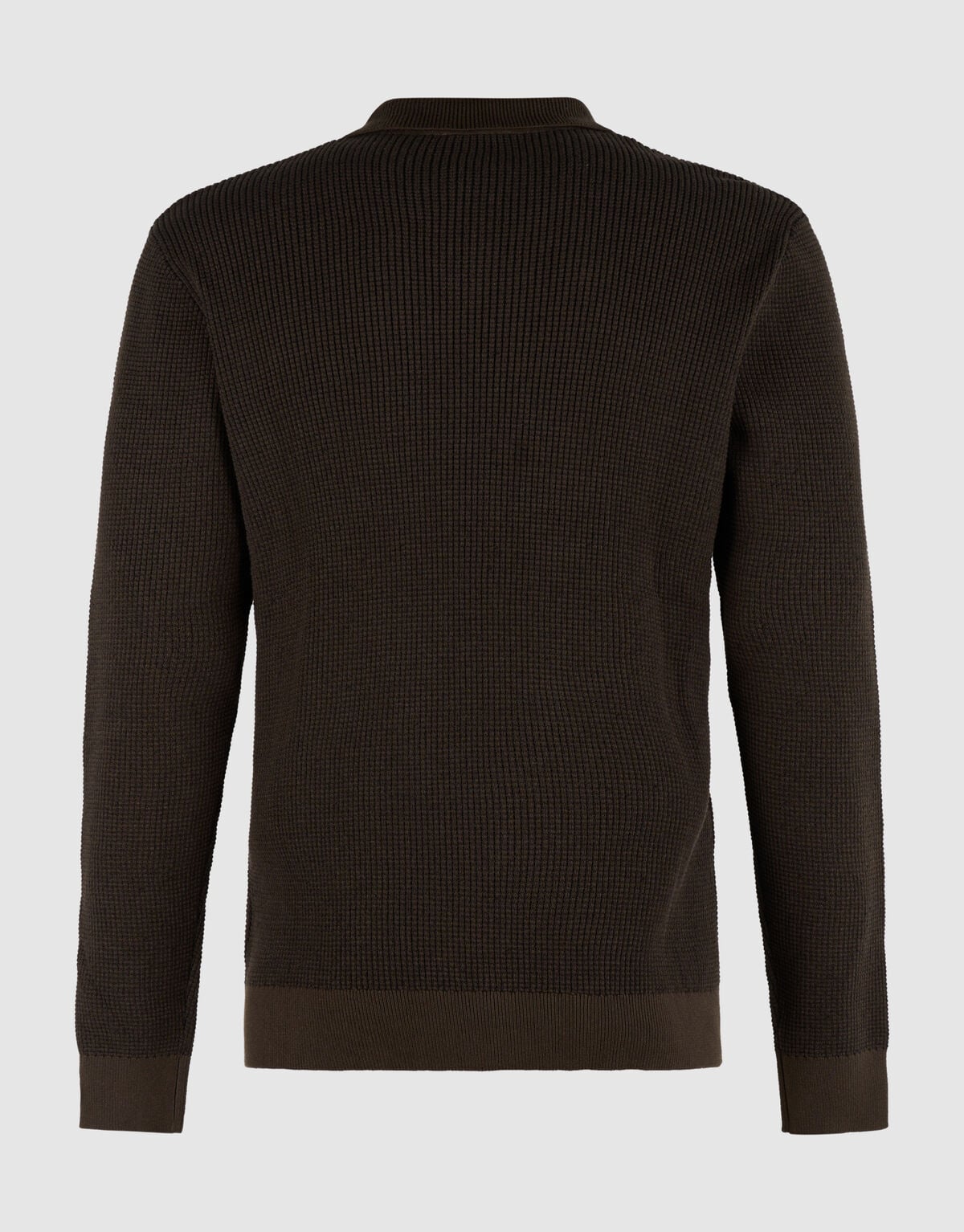 Gebreide Longsleeve Polo Trui Donkerbruin SHOEBY MEN