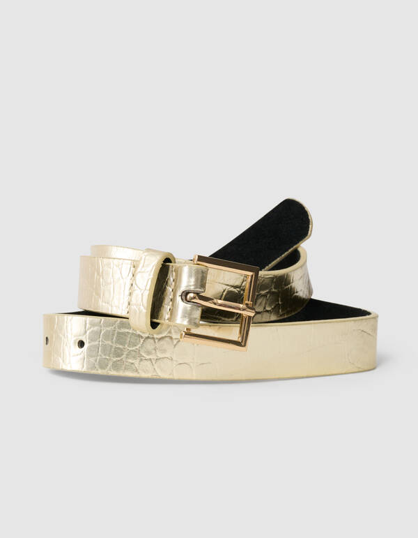 Metallic Croco Riem Goud SHOEBY ACCESSOIRES