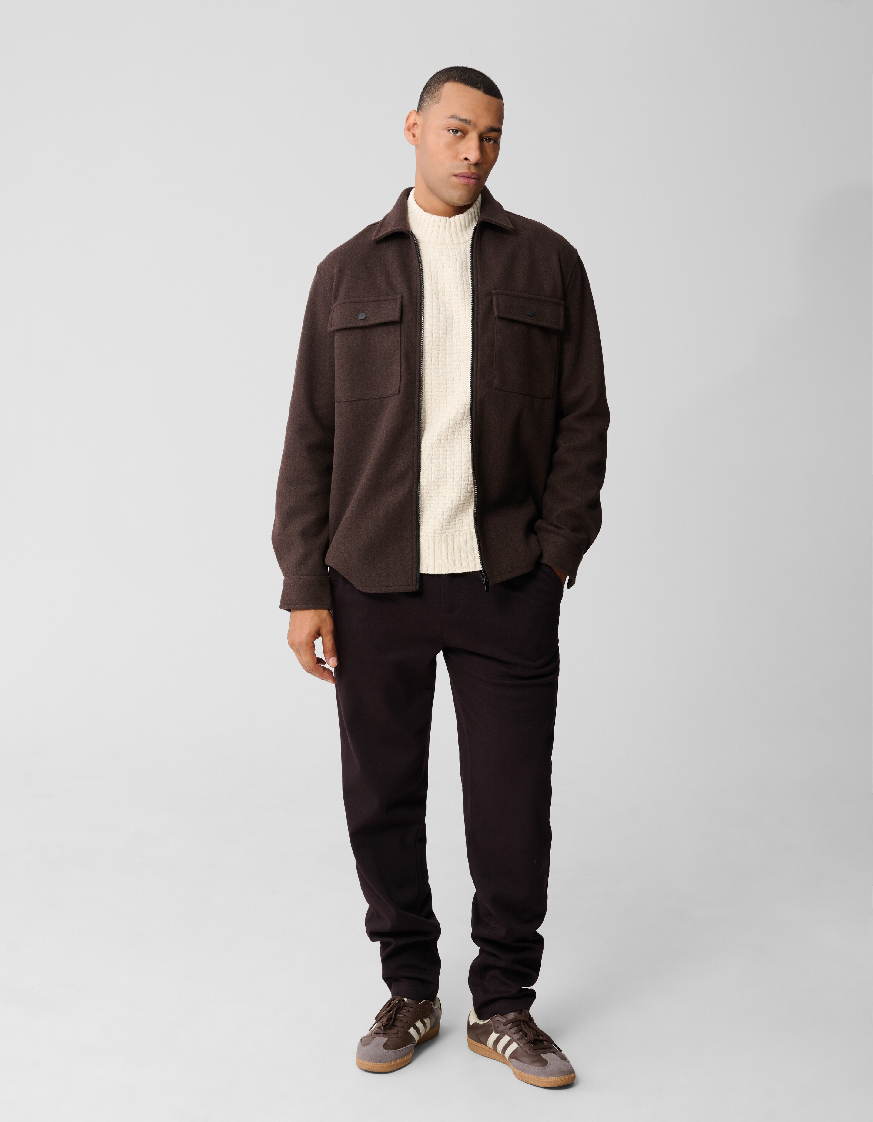 Soft Zip Overshirt Donkerbruin SHOEBY MEN