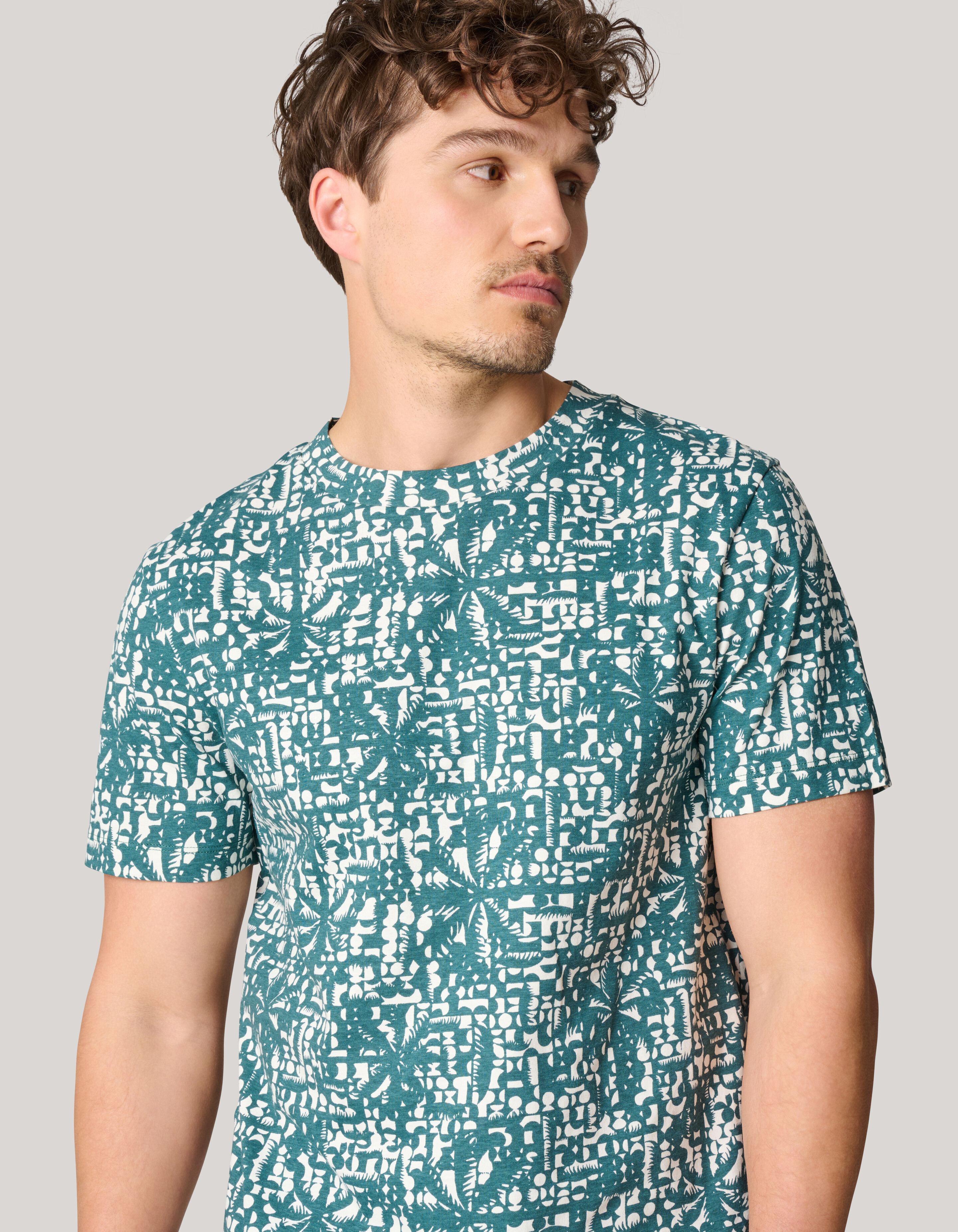 Printed T-shirt Turquoise SHOEBY MEN