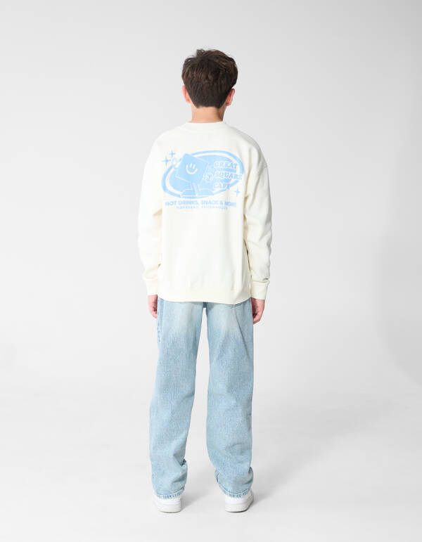 Caf&eacute; Artwork Sweater Gebroken Wit SHOEBY BOYS