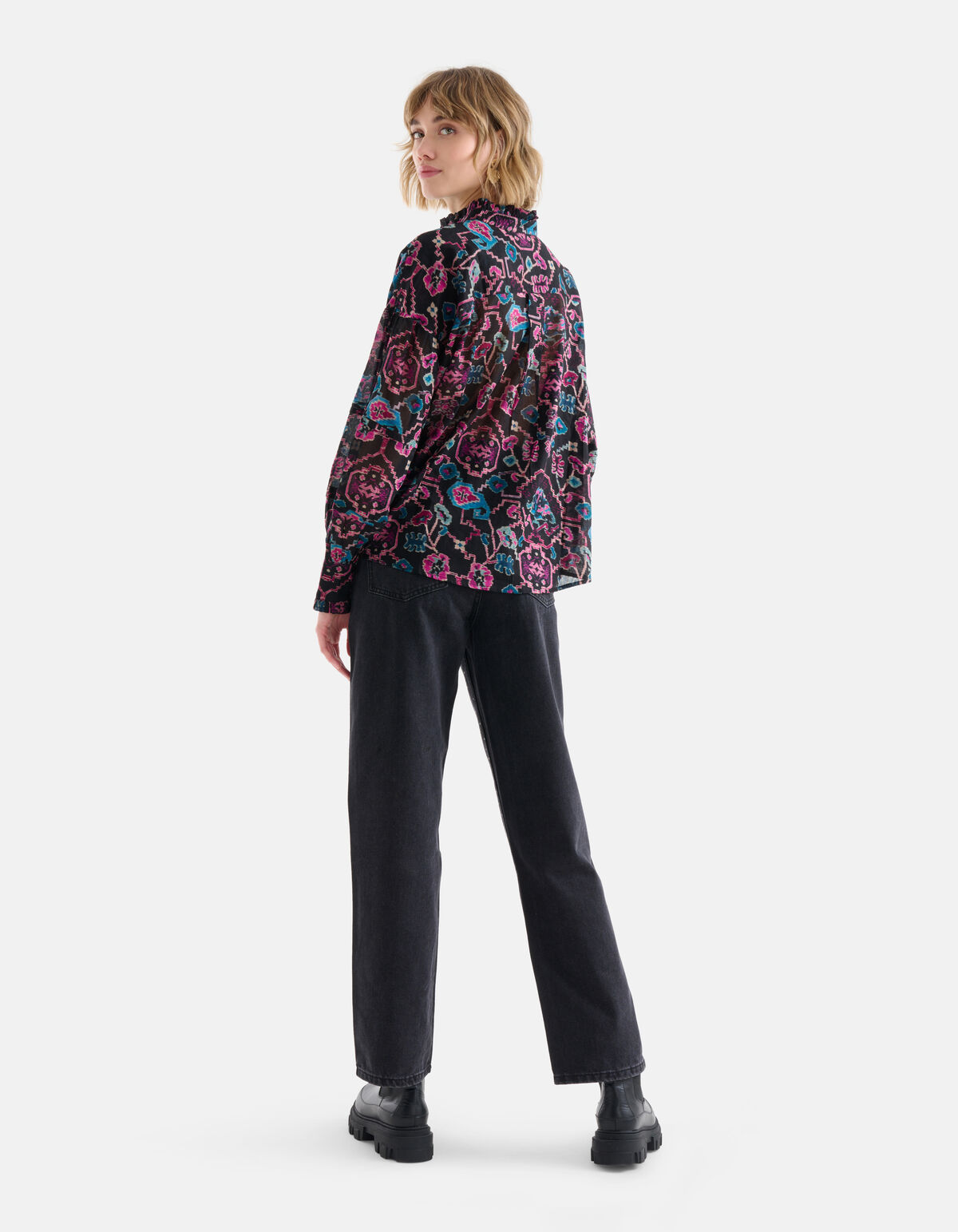 Grafische Print Blouse Zwart SHOEBY WOMEN