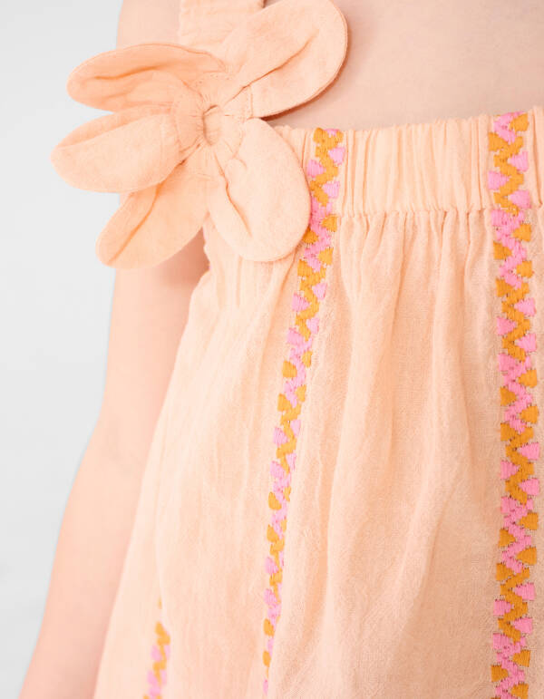 Flower Embroidery Mini Jurk Lichtoranje SHOEBY GIRLS