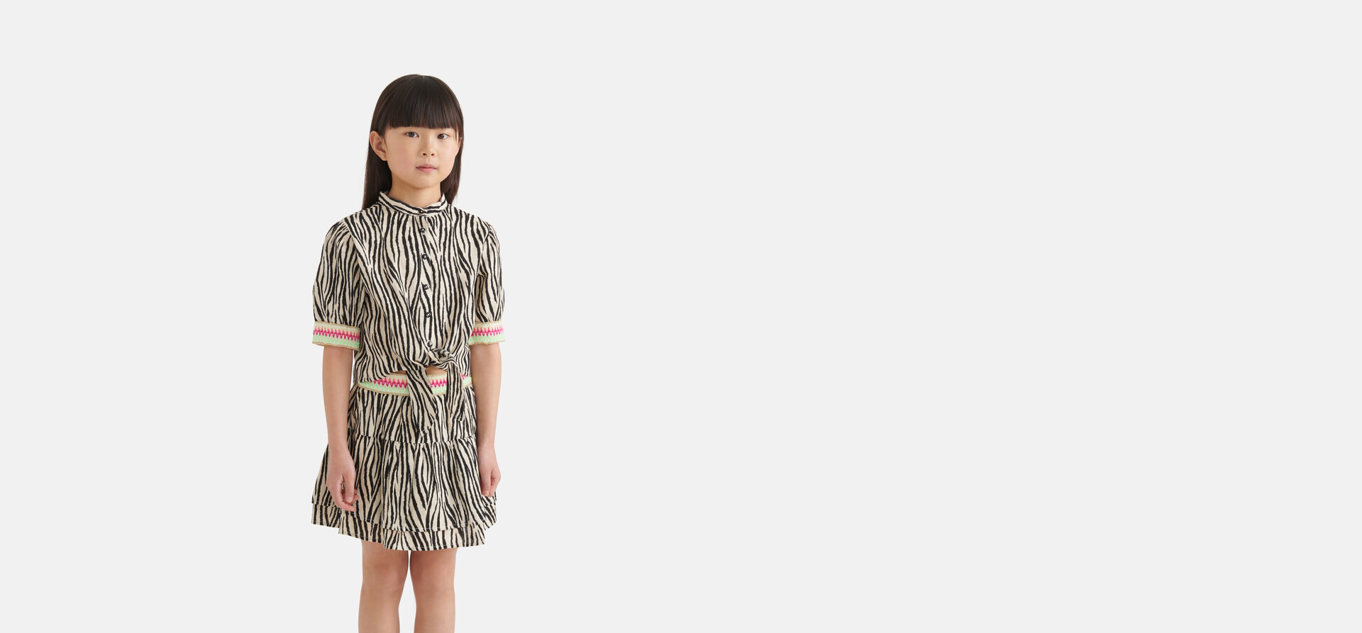 Zebra Print Blouse Zwart/Gebroken Wit SHOEBY GIRLS