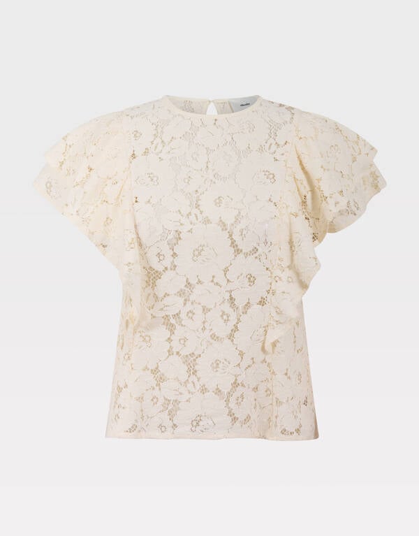 Kanten Ruffle Top Gebroken Wit SHOEBY WOMEN