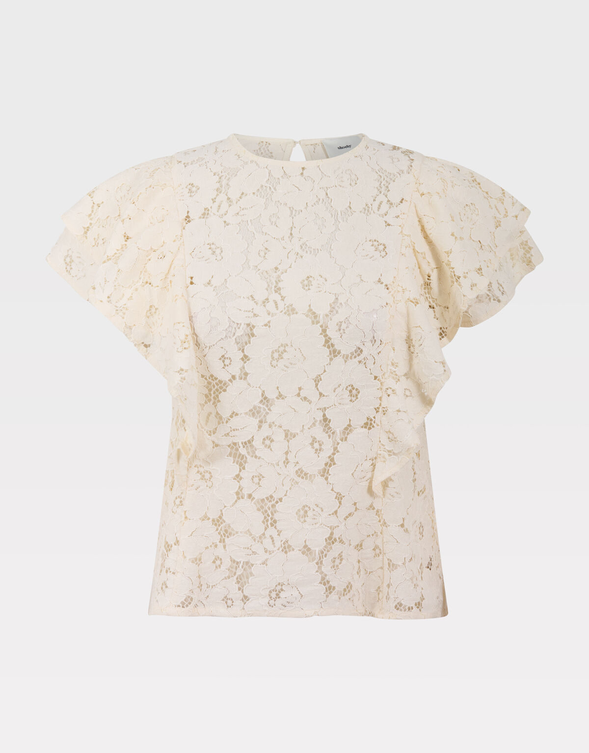 Kanten Ruffle Top Gebroken Wit SHOEBY WOMEN