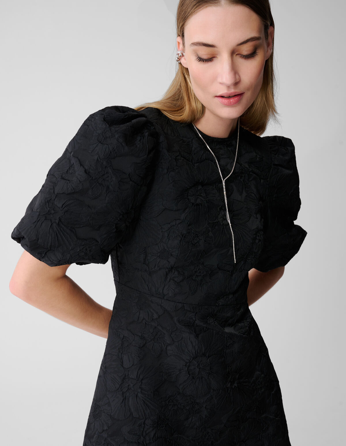 Jacquard Strik Mini Jurk Zwart SHOEBY WOMEN