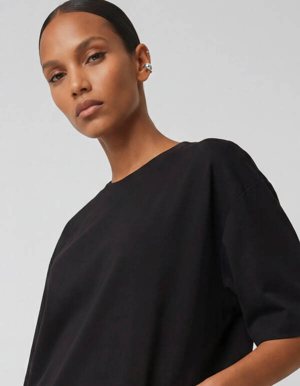 Ruffle T-shirt Mini Jurk Zwart SHOEBY WOMEN