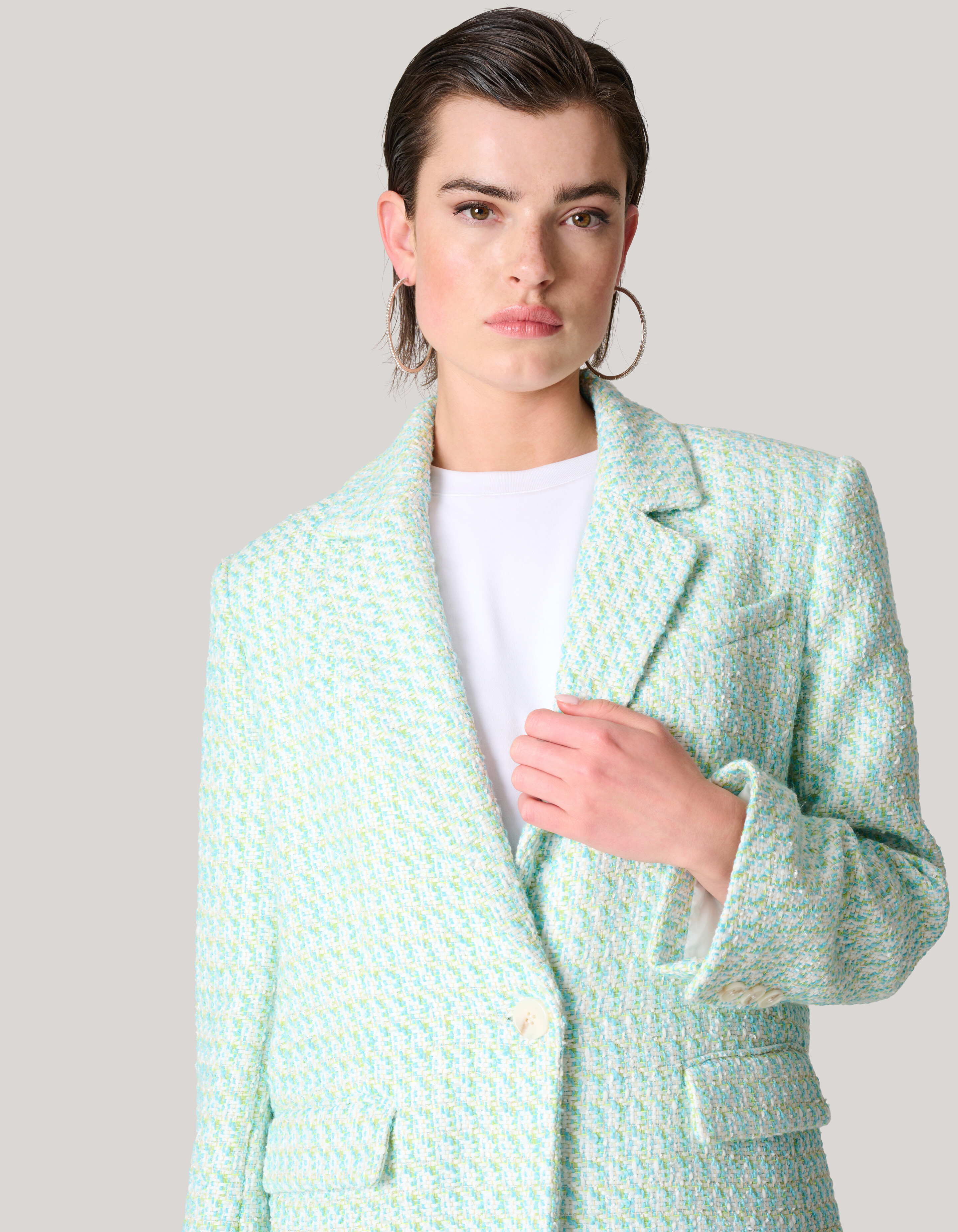 Oversized Tweed Blazer Blauw SHOEBY WOMEN