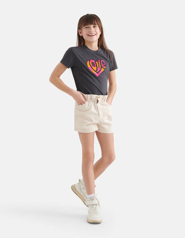 Embroidery T-shirt Donkergrijs SHOEBY GIRLS