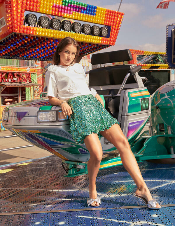 Sequin Mini Rok Groen By Lizzy SHOEBY WOMEN