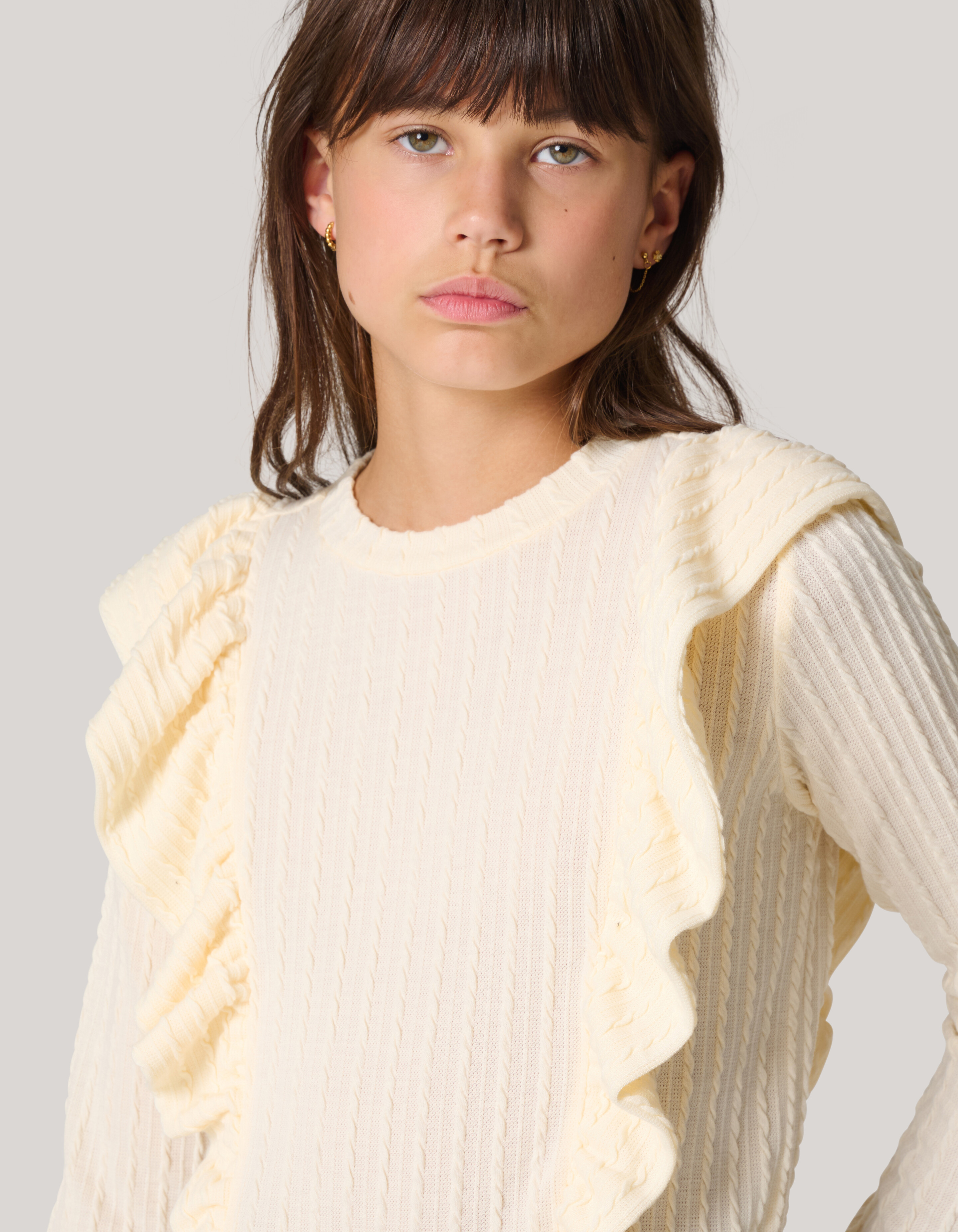 Kabel Ruffle Top Gebroken Wit SHOEBY GIRLS
