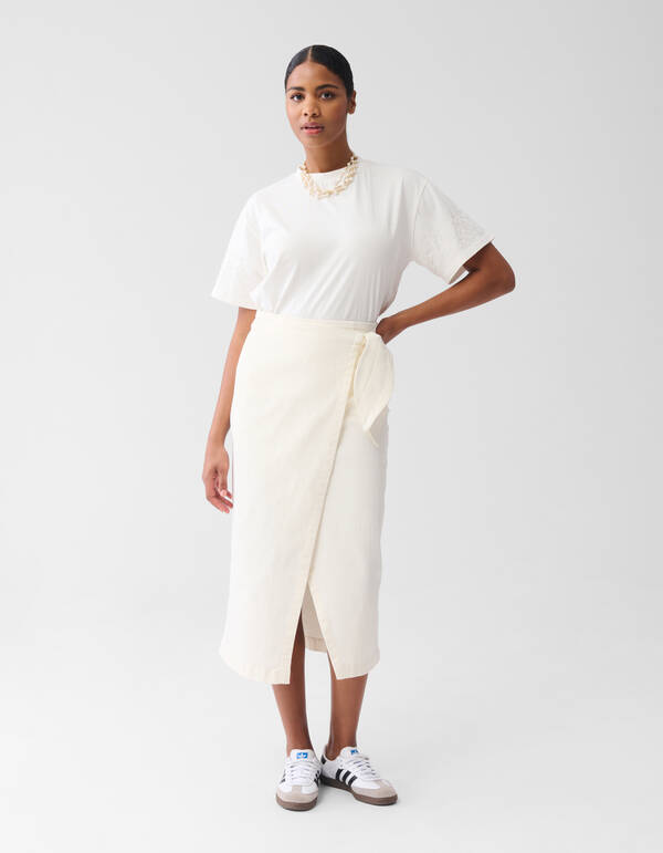 Denim Midi Rok Gebroken Wit By Fred SHOEBY WOMEN