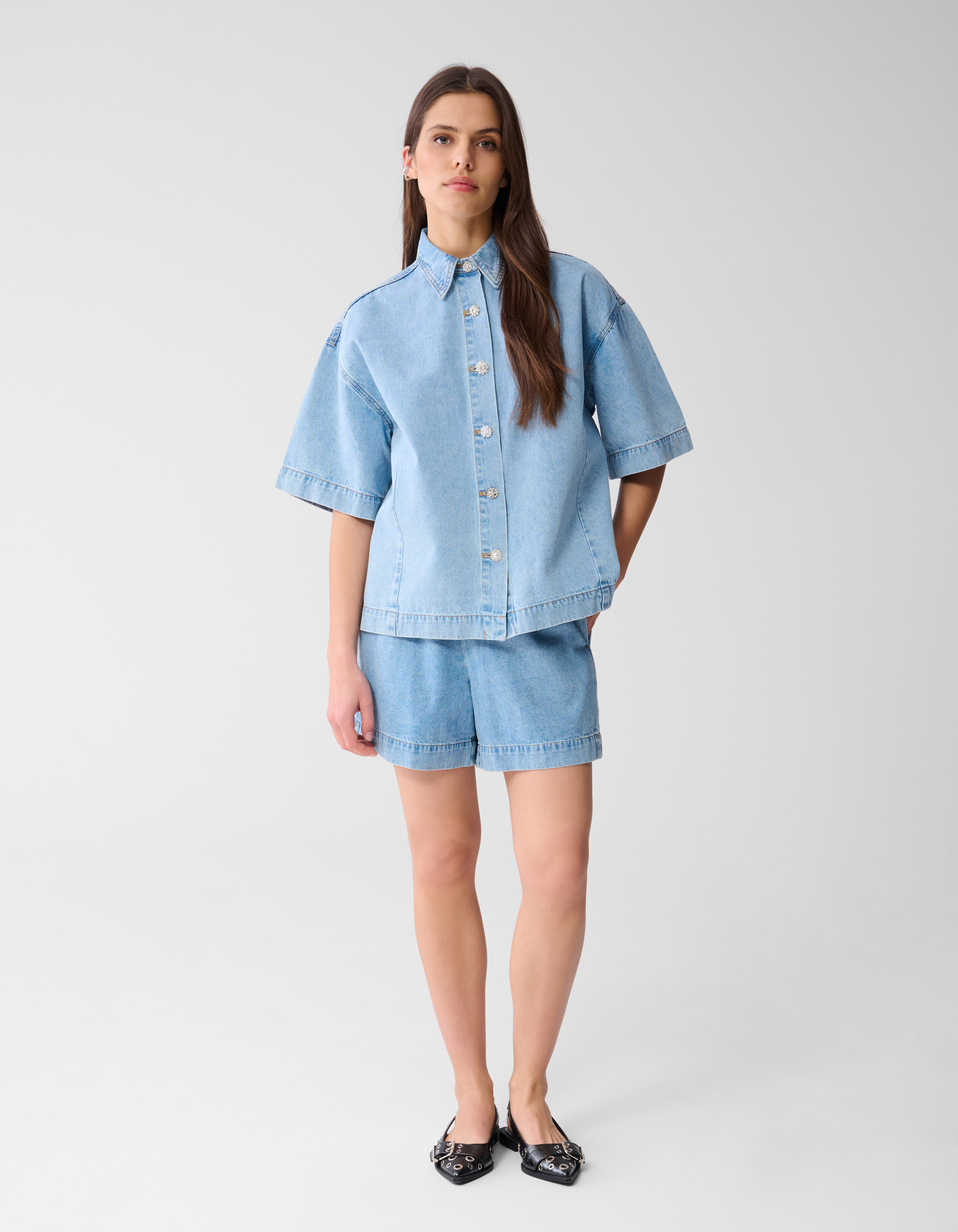 Oversized Denim Blouse Bleached By Monica SHOEBY WOMEN