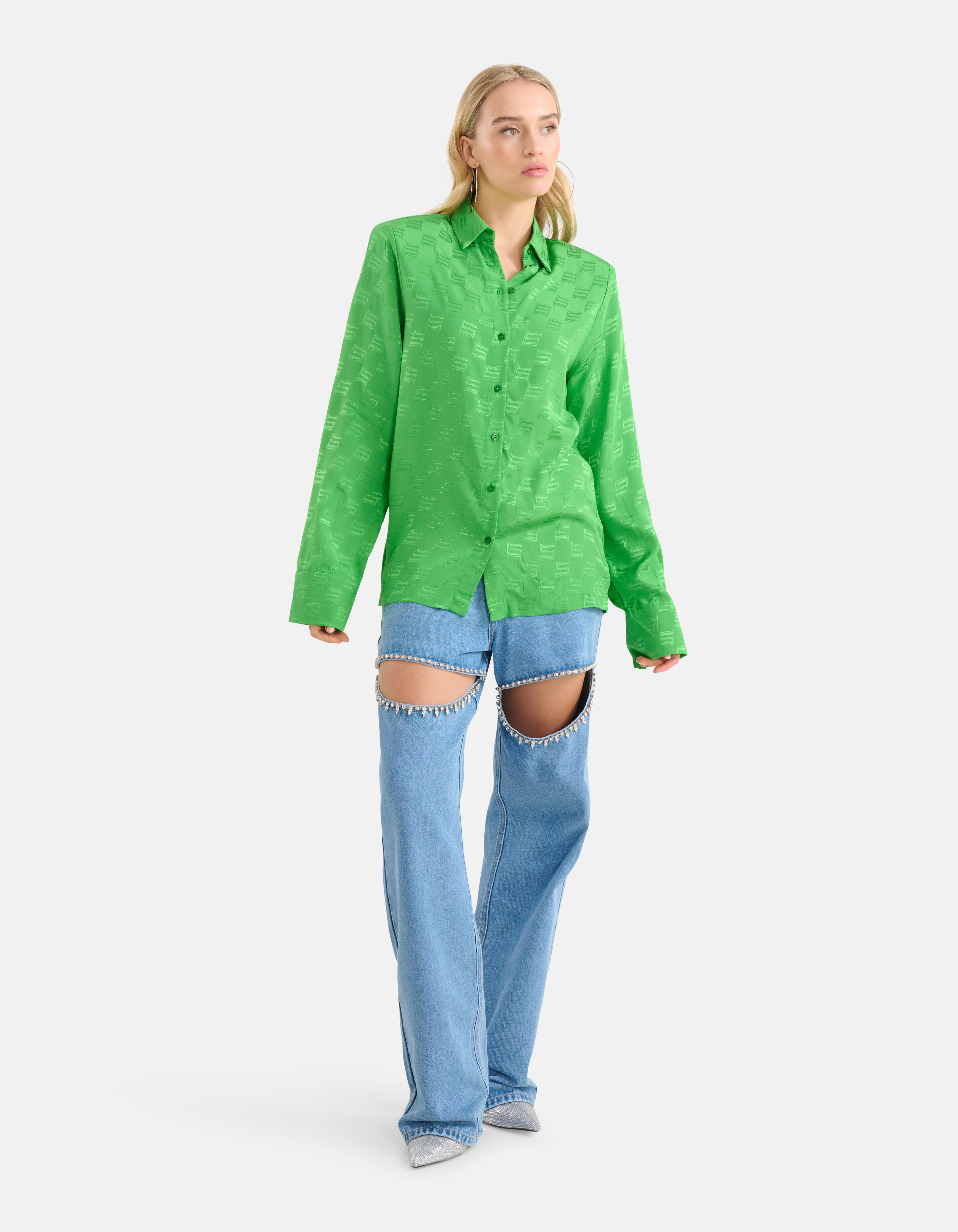 Jacquard Blouse Groen SHOEBY WOMEN