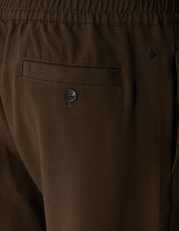 Twill Pintuck Broek Donkerbruin SHOEBY MEN