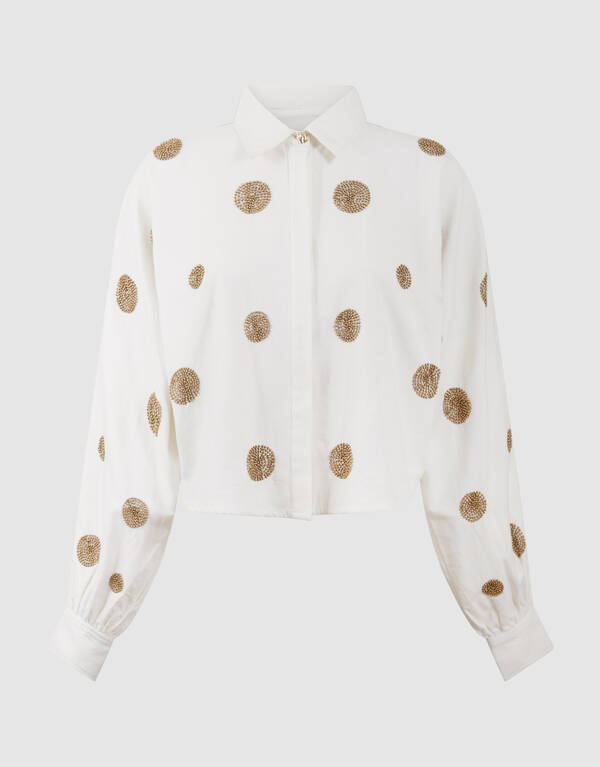 Beaded Stippen Blouse Wit By Mieke SHOEBY WOMEN