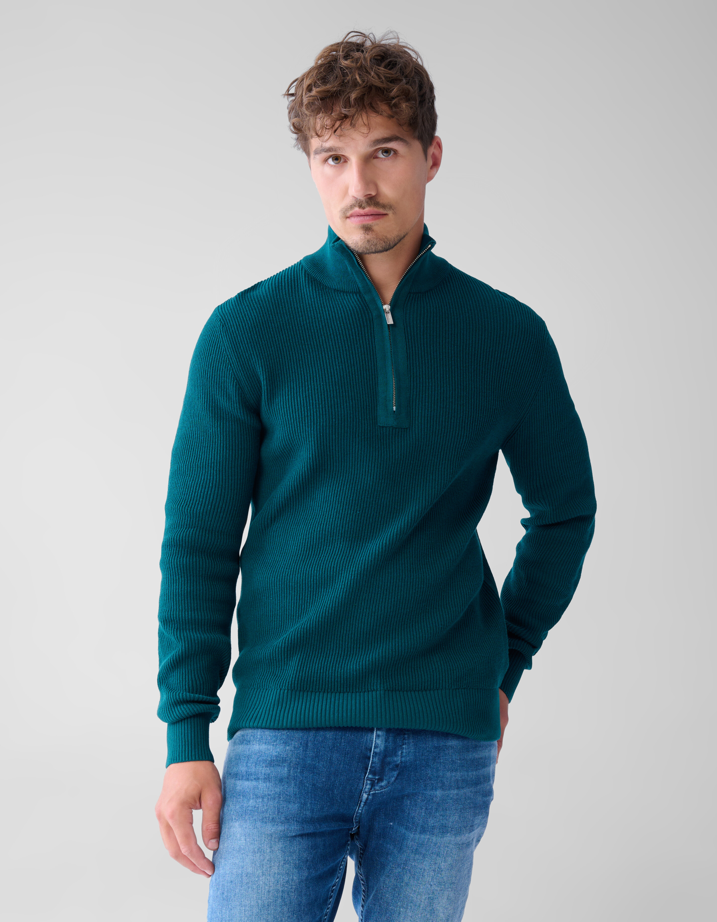 Zipper Trui Donkergroen SHOEBY MEN