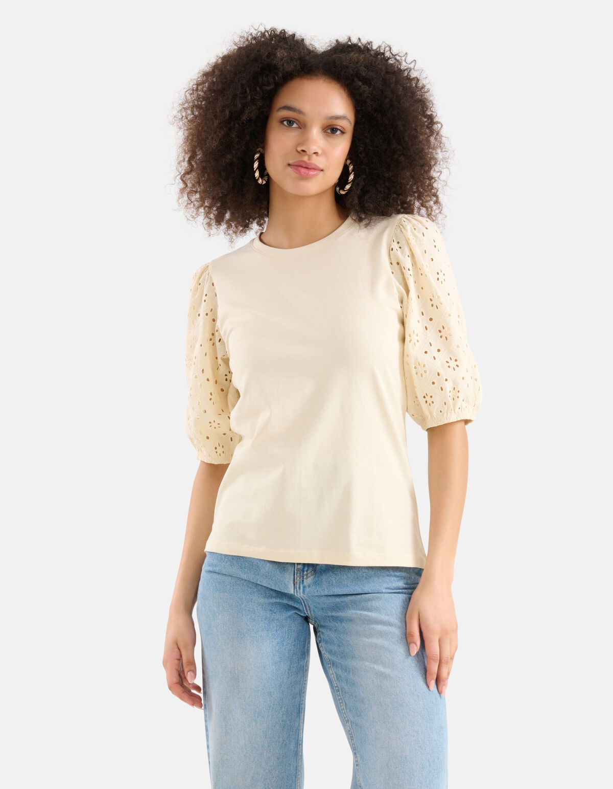 Embroidery Top Gebroken Wit SHOEBY WOMEN