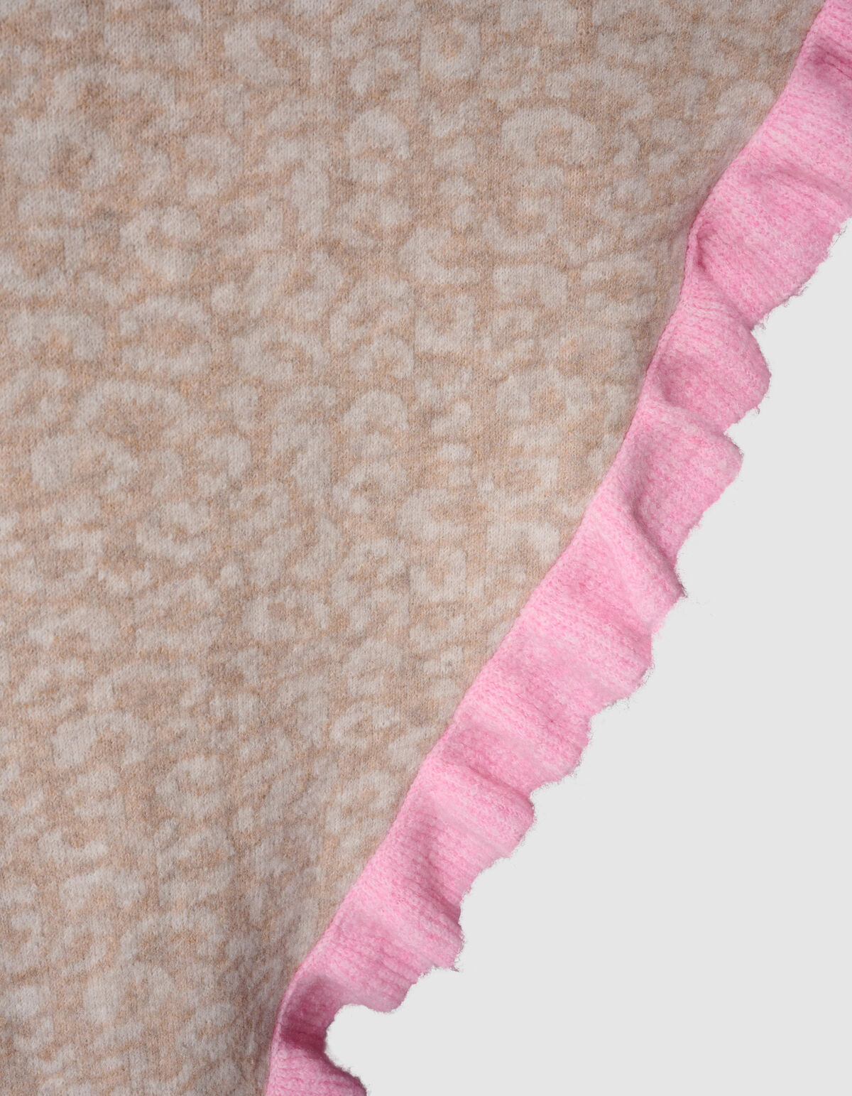 Leopard Ruffle Sjaal Beige/Roze SHOEBY ACCESSOIRES