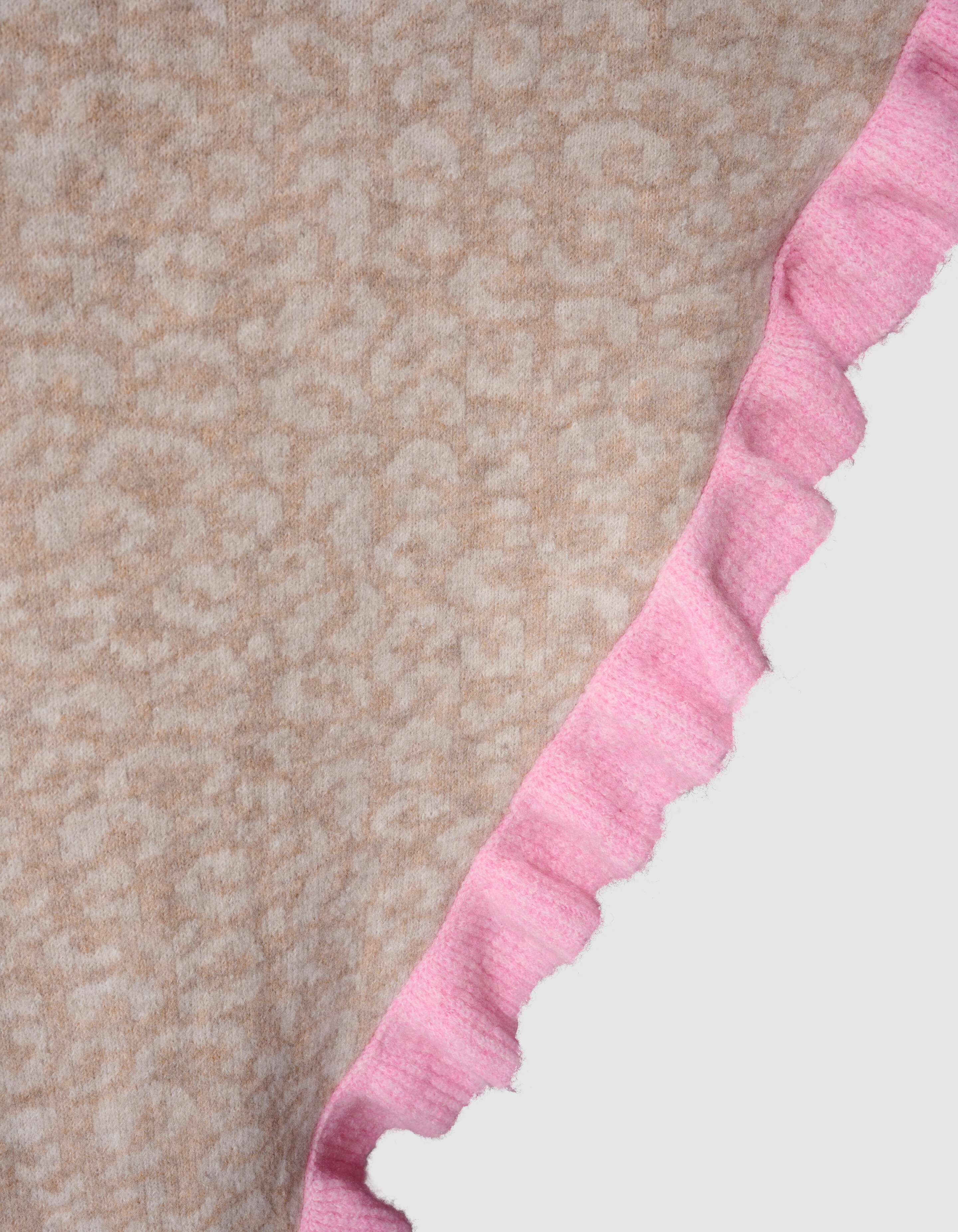Leopard Ruffle Sjaal Beige/Roze SHOEBY ACCESSOIRES