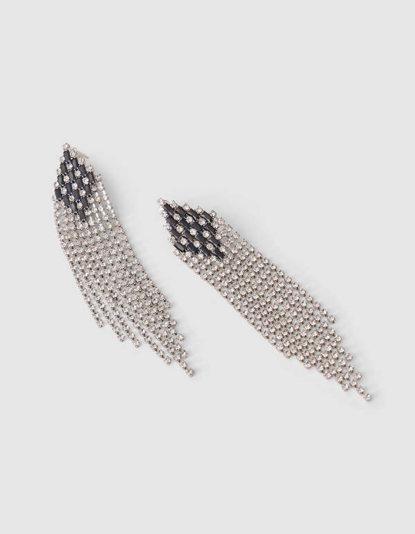 Ruit Strass Oorbellen Zilver SHOEBY ACCESSOIRES