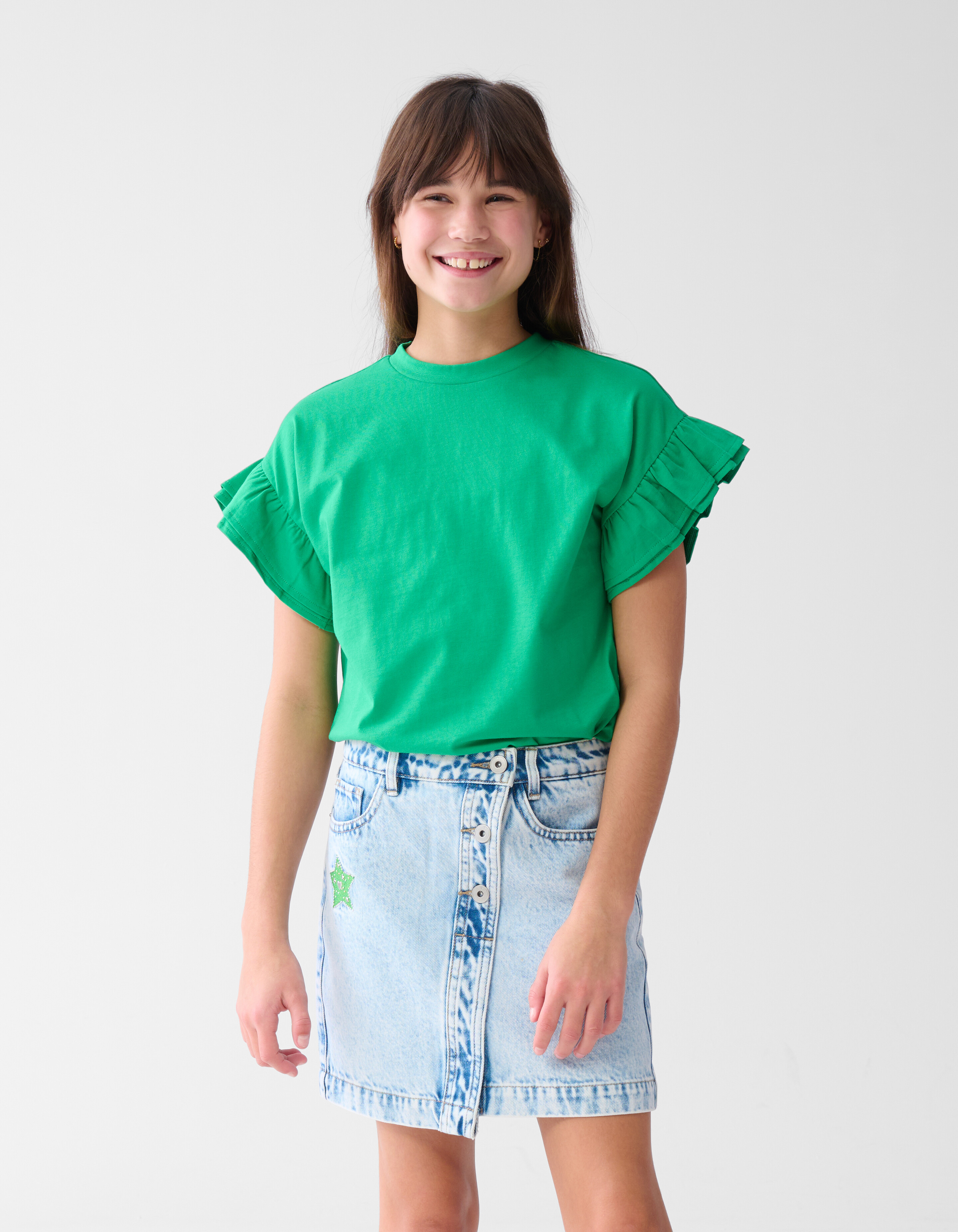 Embroidery Denim Rok Blauw SHOEBY GIRLS