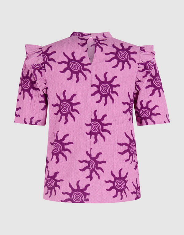 Crinkle Ruffle Top Roze SHOEBY WOMEN