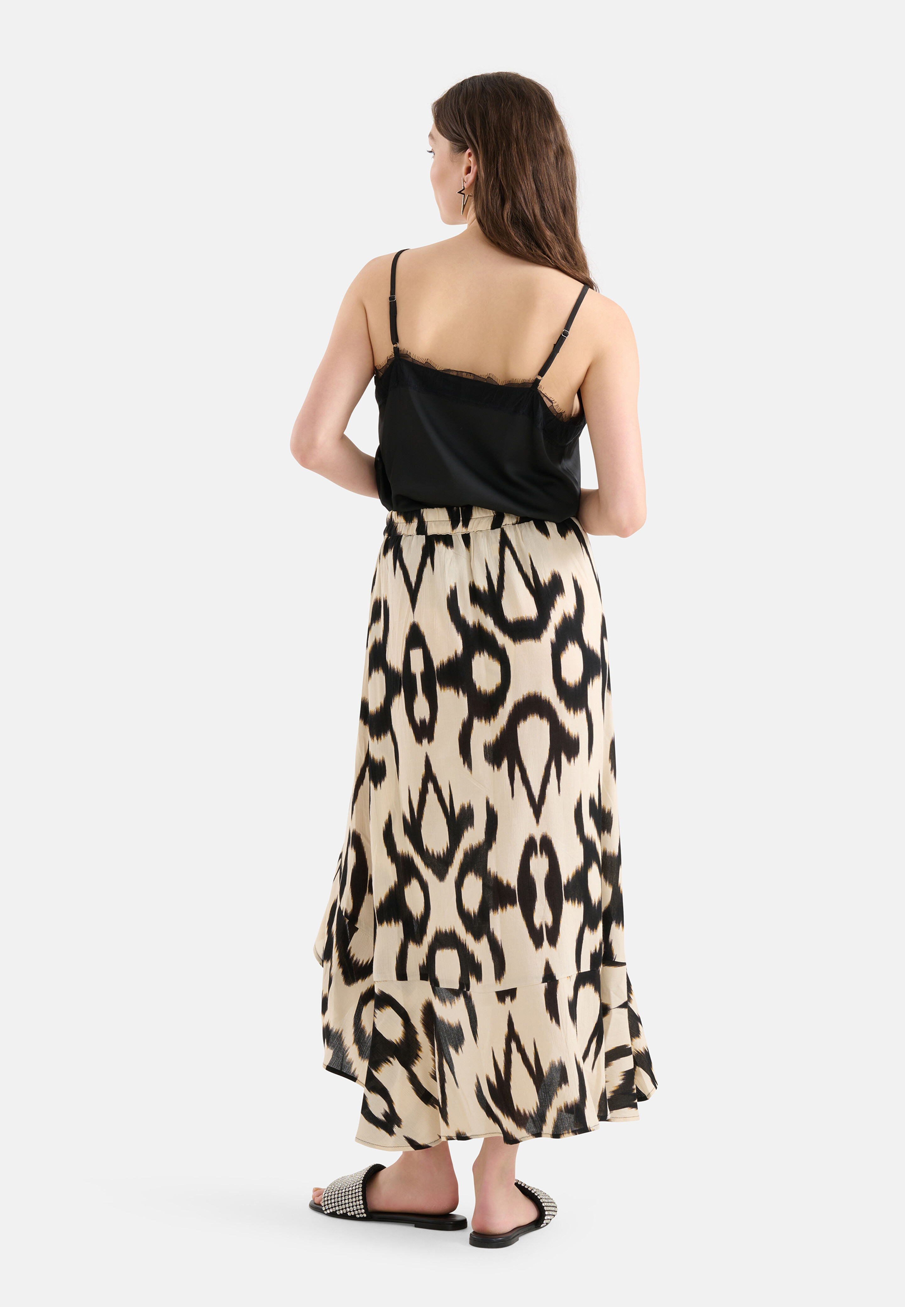 Crinkle Midi Rok Zwart/Gebroken Wit SHOEBY WOMEN