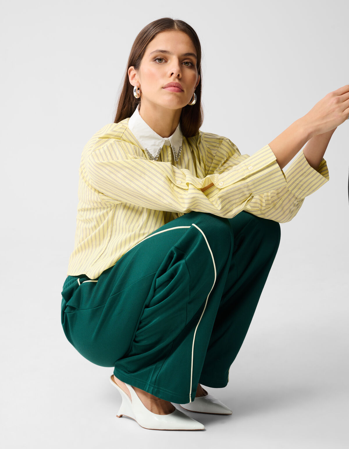 Wave Wide Leg Broek Donkergroen SHOEBY WOMEN