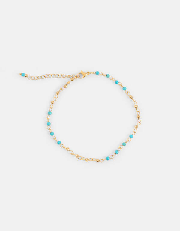 Beaded Enkelband Blauw SHOEBY ACCESSOIRES