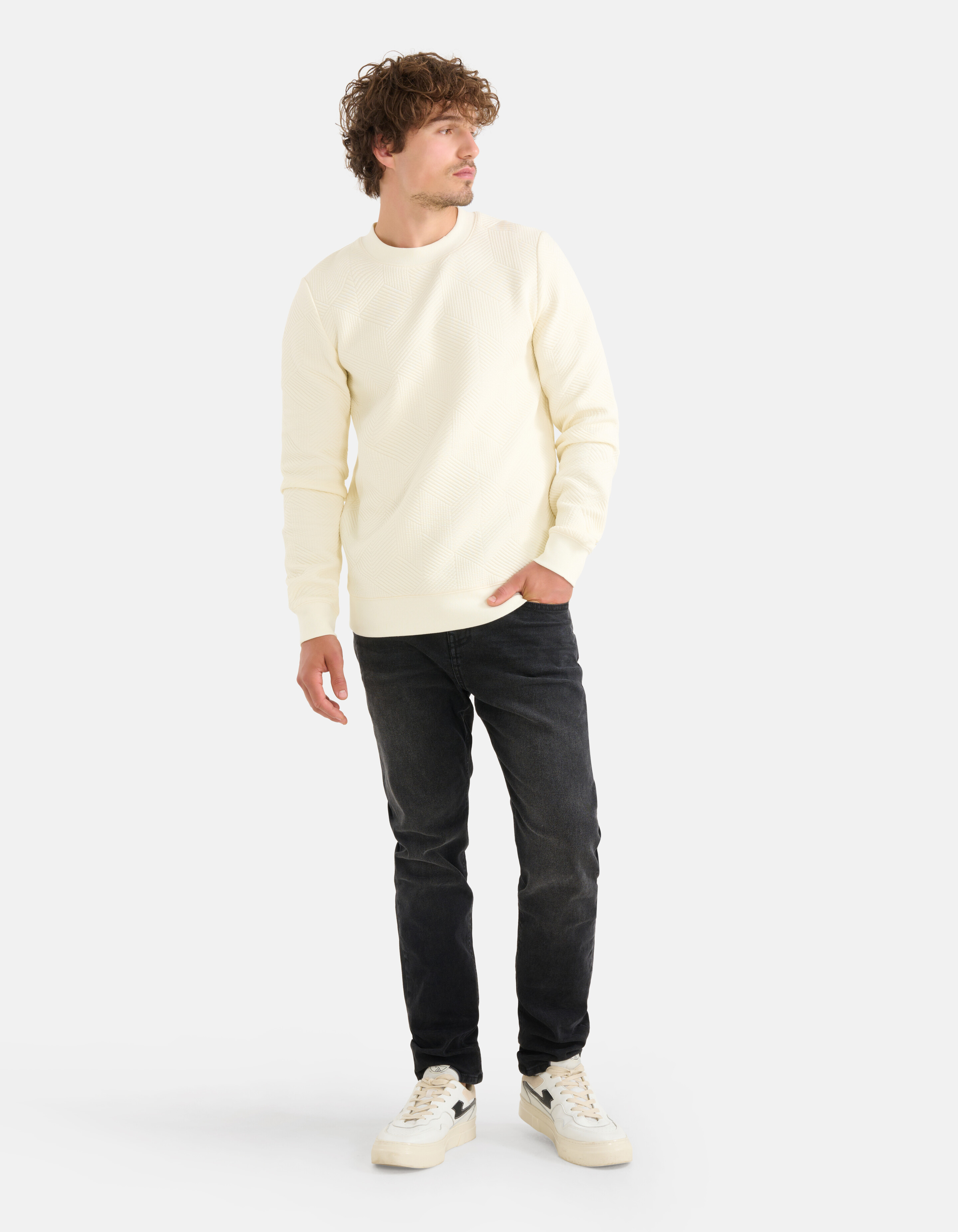 Geometrische Sweater Gebroken Wit SHOEBY MEN