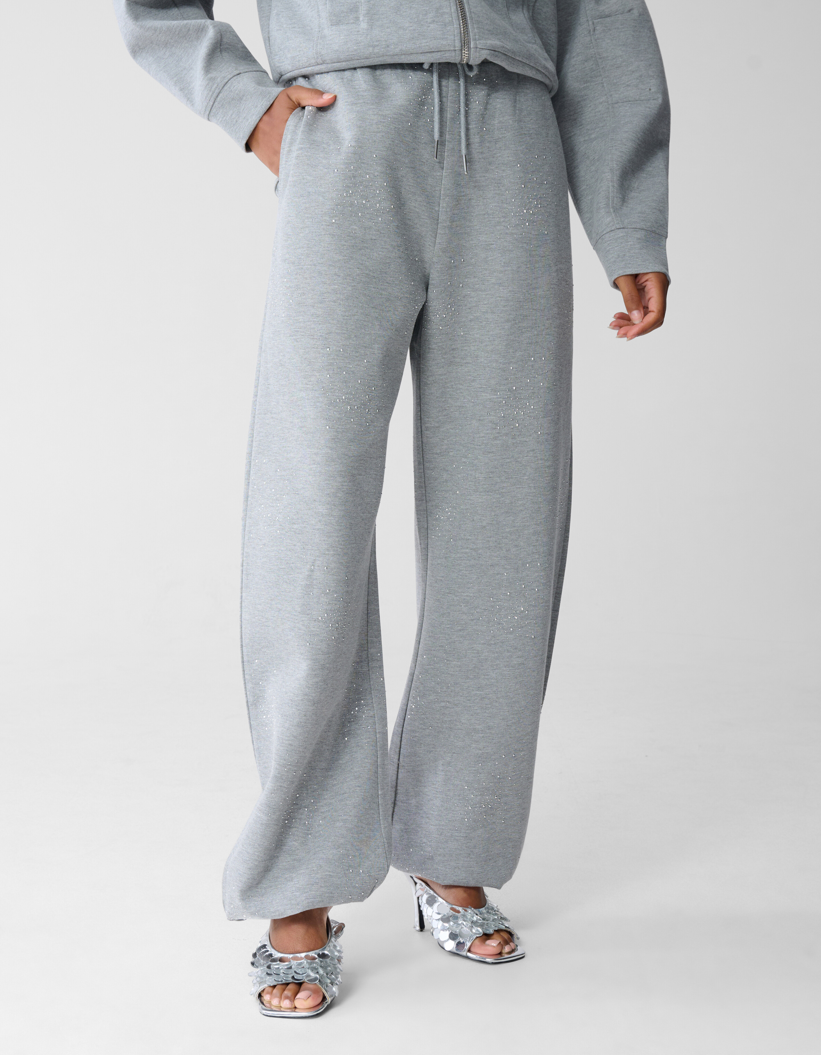 Strass Jogger Broek Lichtgrijs By Fred SHOEBY WOMEN