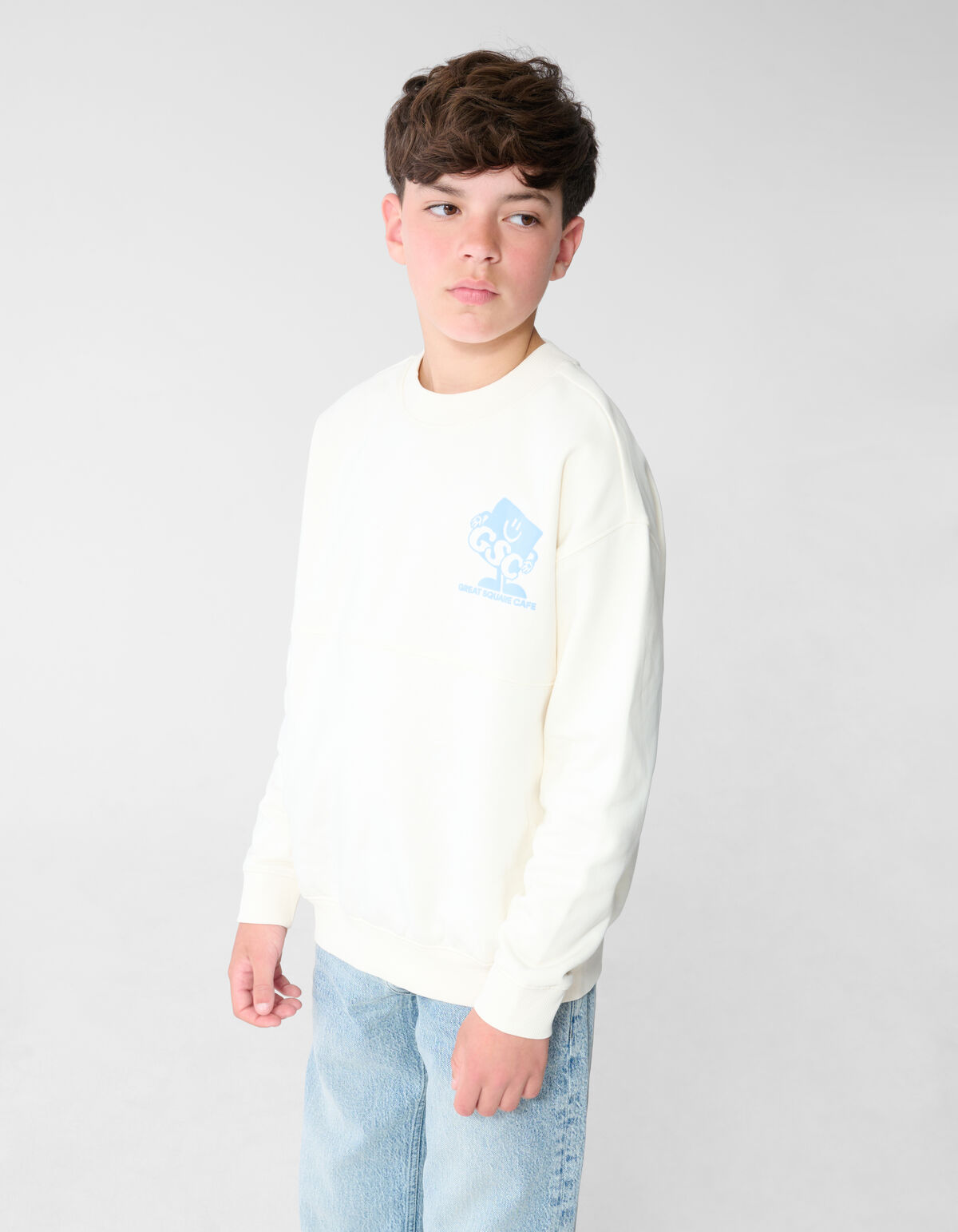 Caf&eacute; Artwork Sweater Gebroken Wit SHOEBY BOYS