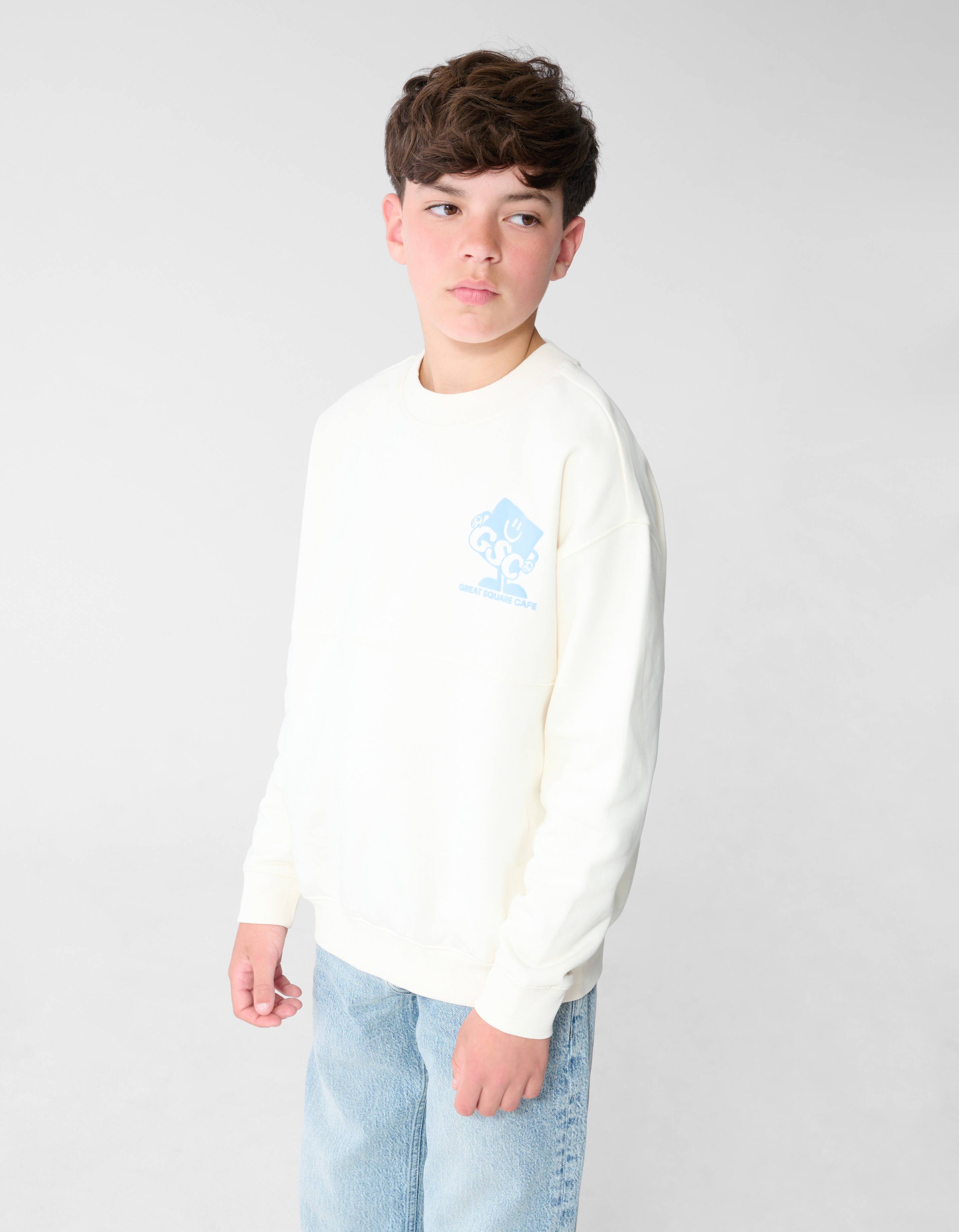 Caf&eacute; Artwork Sweater Gebroken Wit SHOEBY BOYS