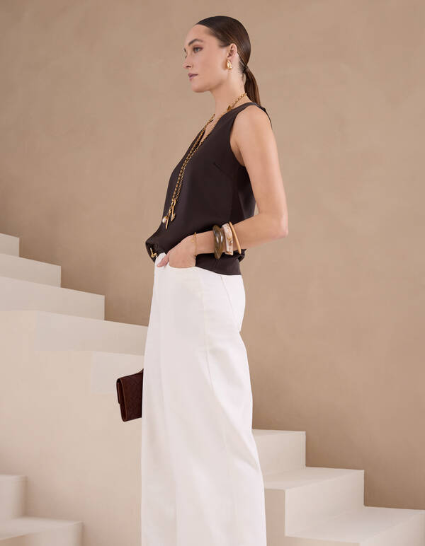 Wide Leg Fit Jeans Wit By Mieke SHOEBY WOMEN