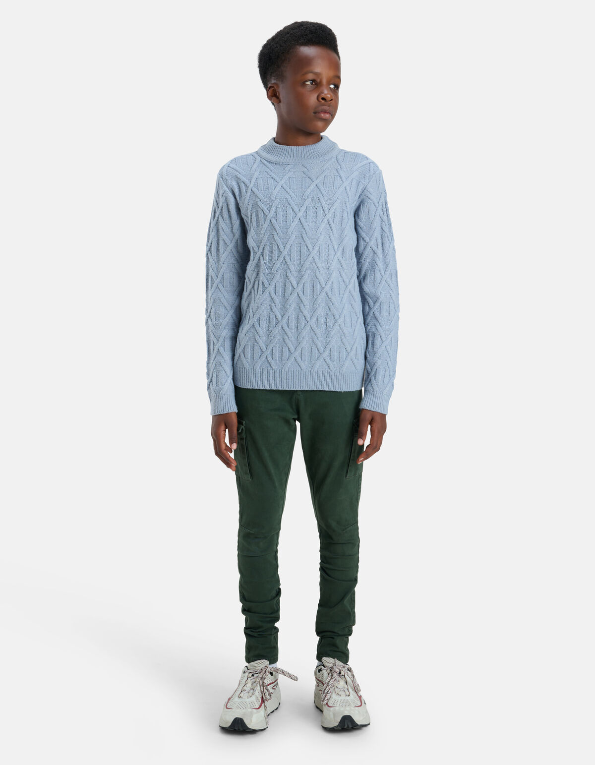 Grafische Kabeltrui Lichtblauw SHOEBY BOYS